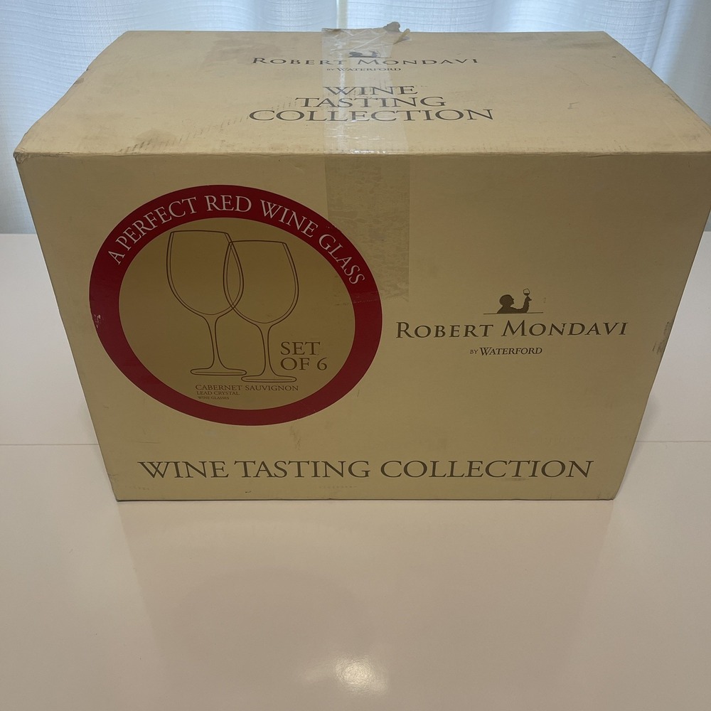 6 Waterford Robert Mondavi Cabernet Sauvignon Wine Testing Collection Glasses